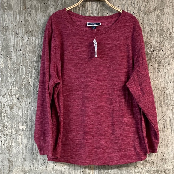Karen Scott Tops - KAREN SCOTT Women's Long Sleeve Spacedye Microfleece Top Size 1X In Magenta